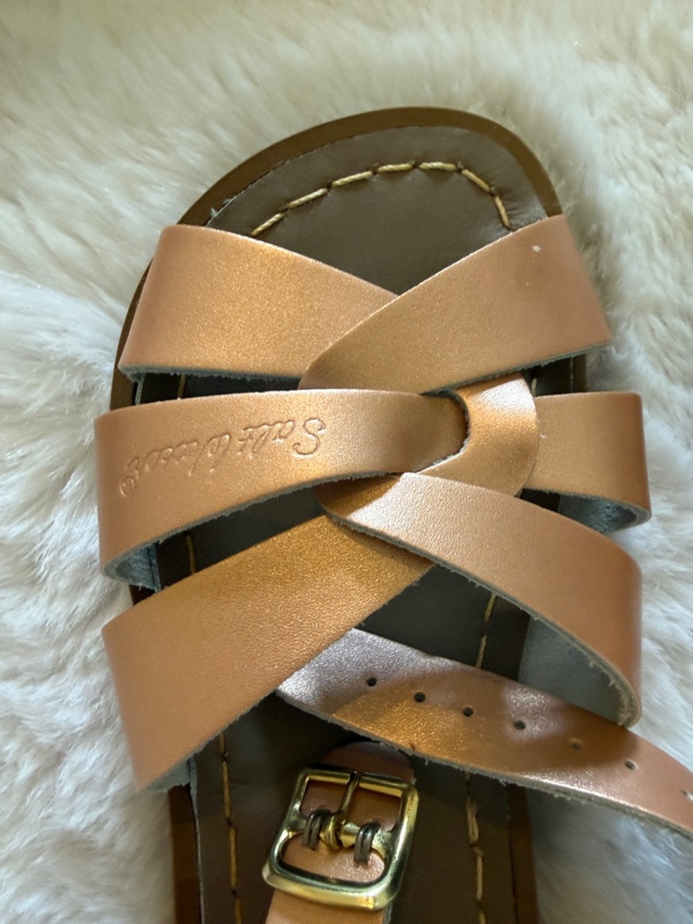 Salt Water Sandals by Hoy Metallic Rose Gold Kids Strappy Sandals - Picture 3 of 3